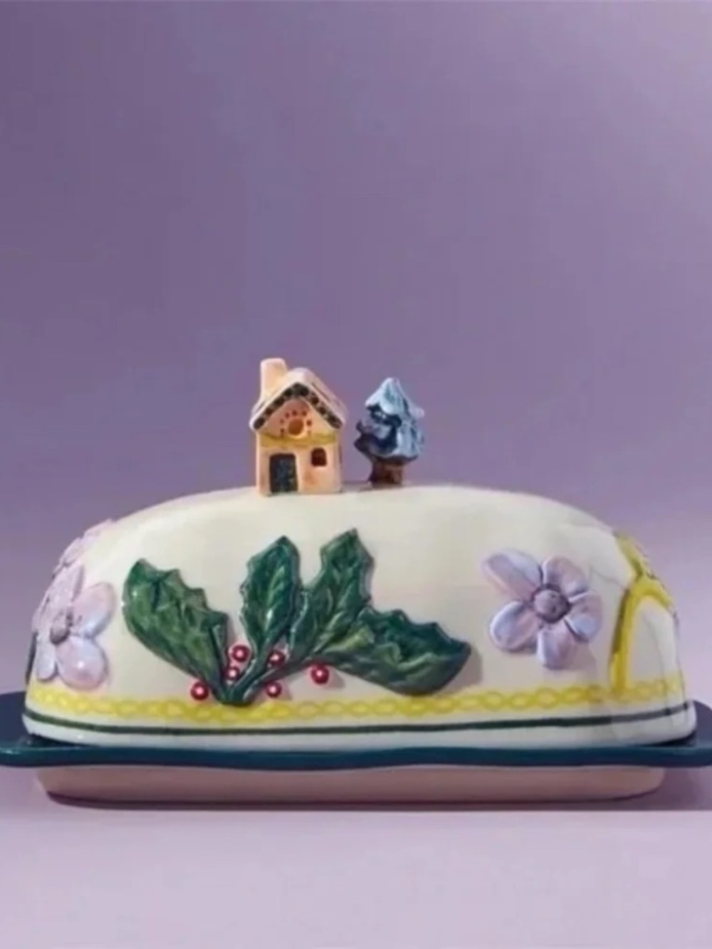 NWT Anthropologie Nathalie Lete Christmas Cottage Butter Dish